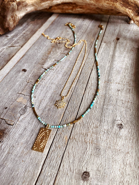 Evil Eye Tag Turquoise Necklace