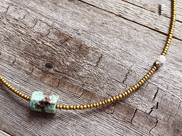 Peruvian Turquoise Barrel Necklace 3
