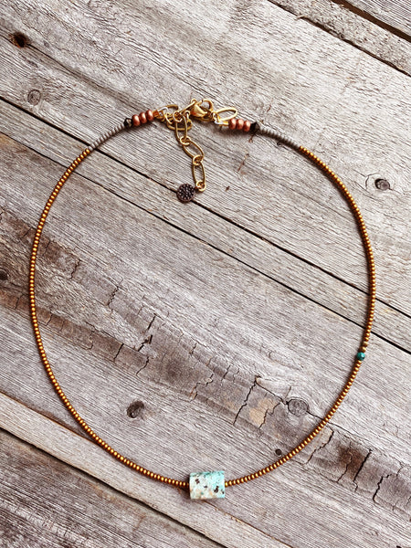 Peruvian Turquoise Barrel Necklace 1