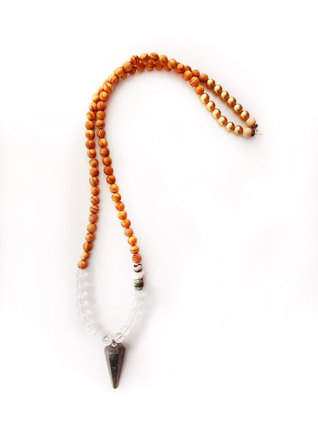 Bloodstone Pendulum + Clear Quartz Necklace