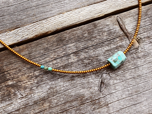 Peruvian Turquoise Barrel Necklace 2