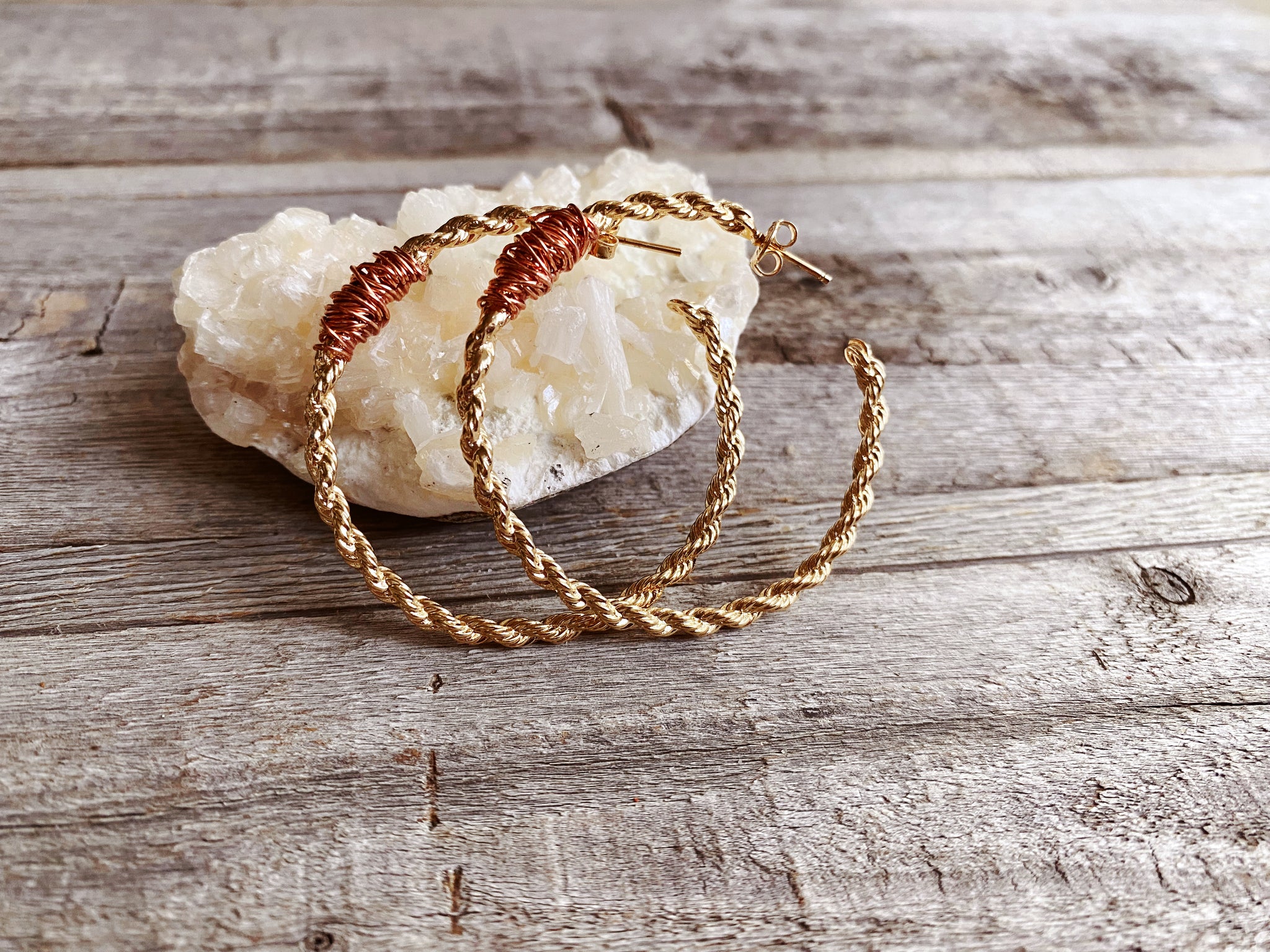 Copper Messy Wrap Gold Rope Hoop
