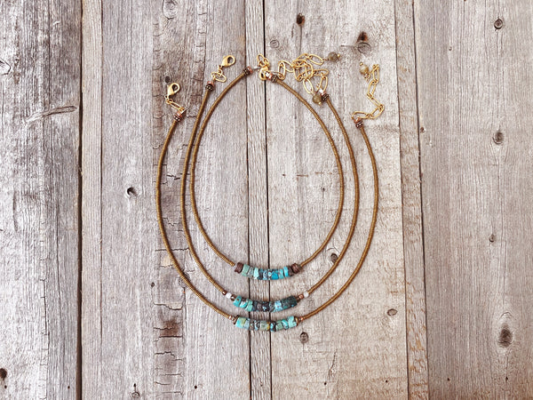 Genuine Turquoise Barrel Choker Necklace